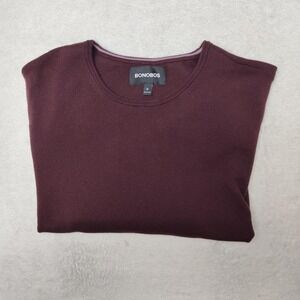 Bonobos Sweater Mens M Red Crew Neck Pullover 100% Merino Wool Tight-Knit